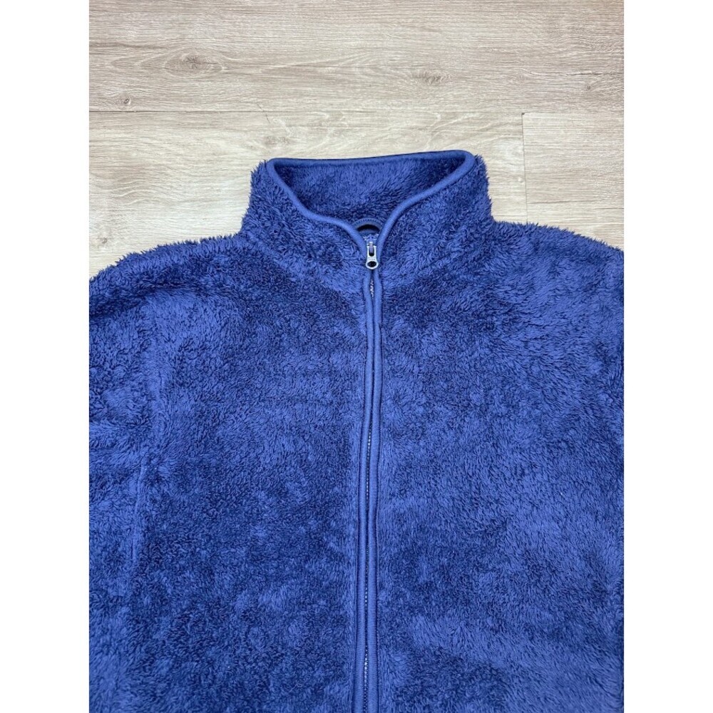 Kids Plush Fleece Zip Jacket Navy Blue Size 11-12 - Picture 3 of 9